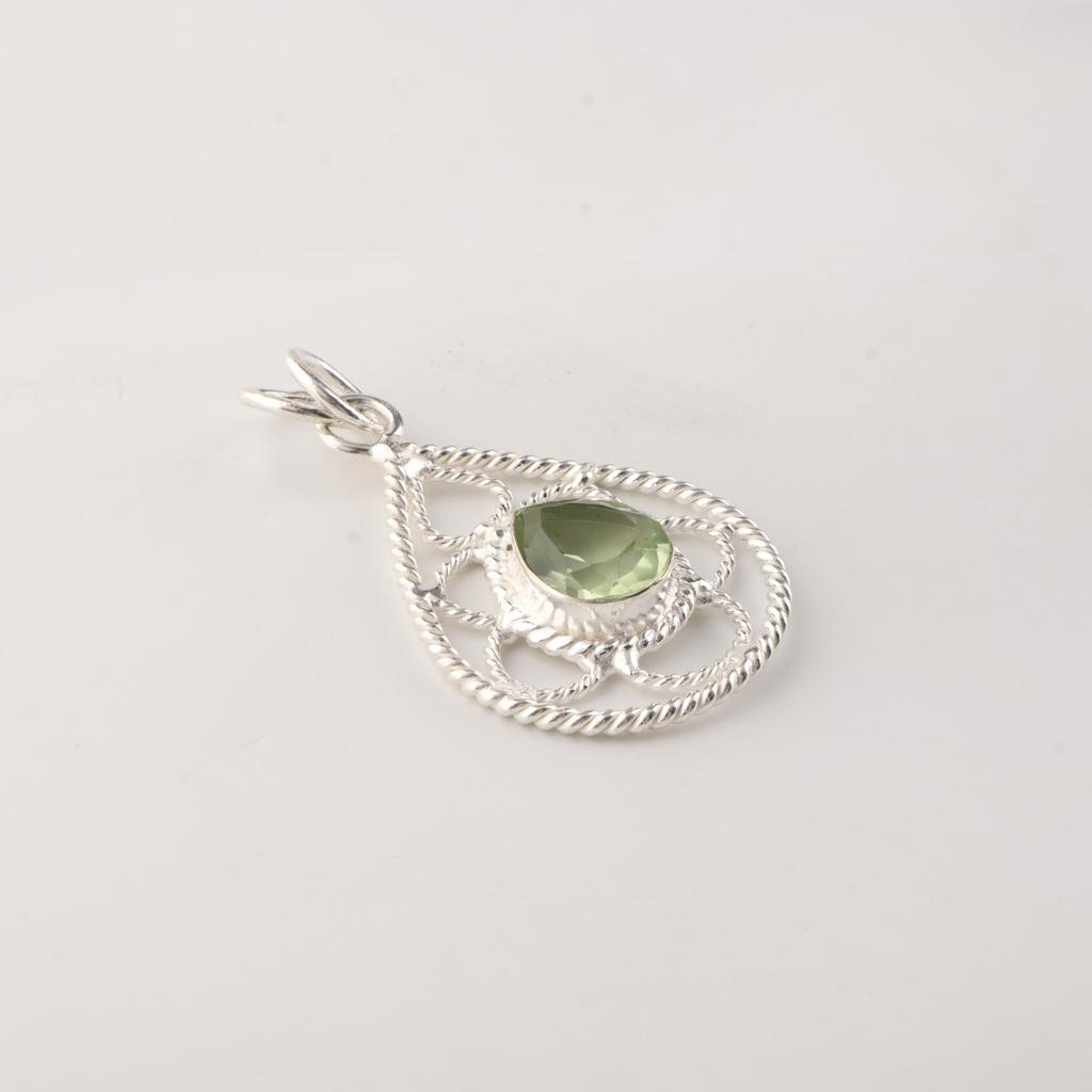 Green Amethyst Gemstone 925 Sterling Silver Jewelry Pretty Pendant 1.40" For Birthday Gift PP-19-47