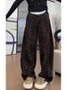 Spring 2025 Leopard Print High-Waist Straight-Leg Jeans for Women