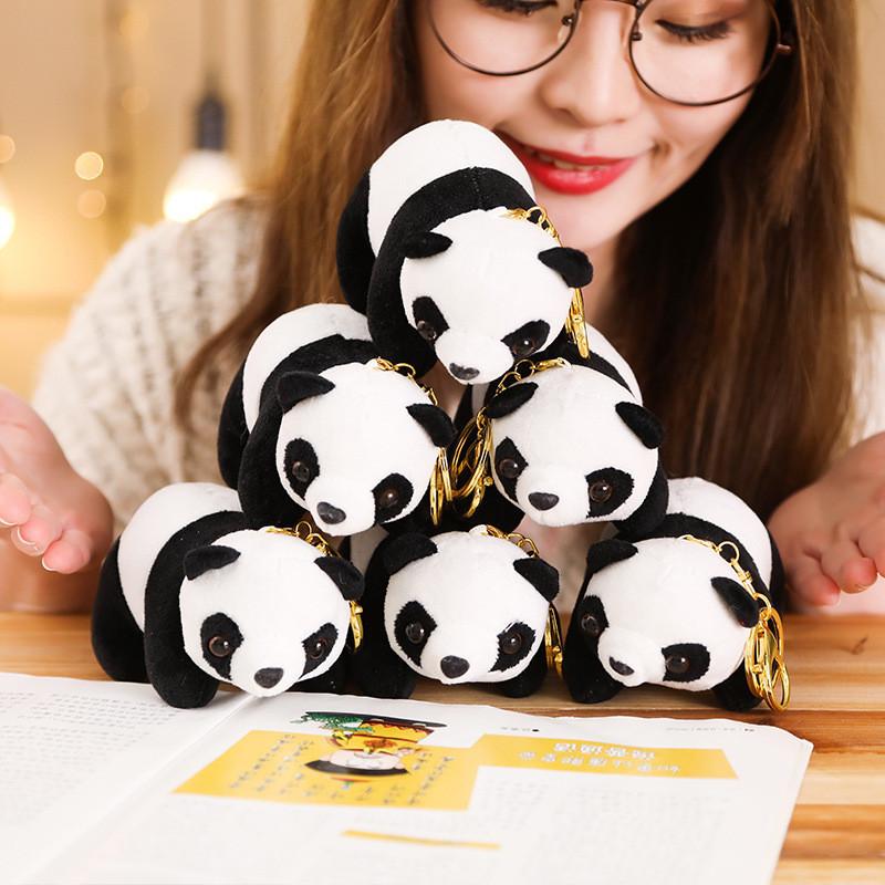 Lovable Real-life Panda Plush Keychain Cute Bear Stuffed Toy Gift