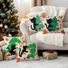 Christmas Tree Cat Cushions Pillowcase Polyester Cushion Cover Throw Pillow Pillowcover Home Car Sofa Decor