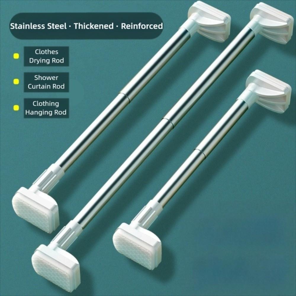 Steel Telescopic Rod Punch-Free Clothes Rail Hanger Durable Shower Curtain Rod  Household
