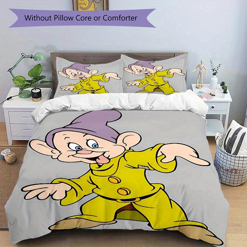 3pcs Dopey Dwarf Pattern Bedding Set, 1* Cover + 2*Pillowcases, Printed Bedding Set, Soft and Comfortable, Suitable for Bedroom and Guest Room Use