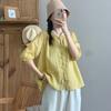 1116 Literary and Retro Summer Temperament Beautiful Short-sleeved Loose Cotton and Linen Women's Shirt