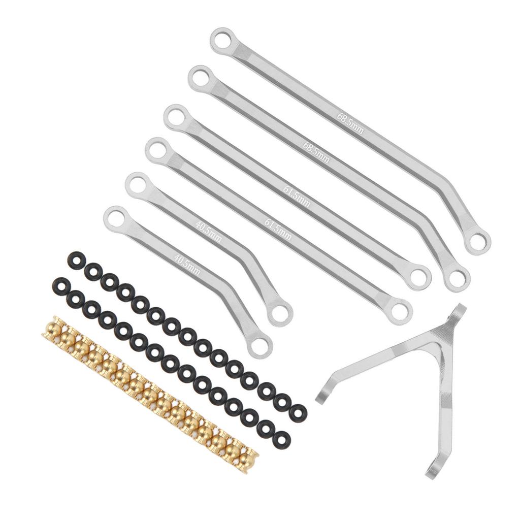 124 RC Tie Rod Kit CNC Aluminum Alloy High Clearance Pull Rod Linkage Arm End Connector Silver