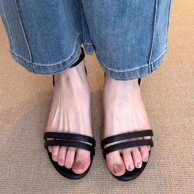 Fashion 2025 New Sandals Ladies Square Heel Elegant Summer Slippers Gladiator Leather Ladies Slippers  Fashion Ladies Sandals