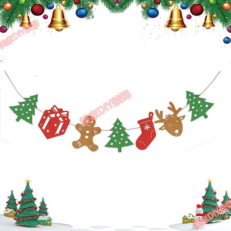 Christmas Theme Jewelry Store Decoration: Felt Garland & Tree Banner for Wall