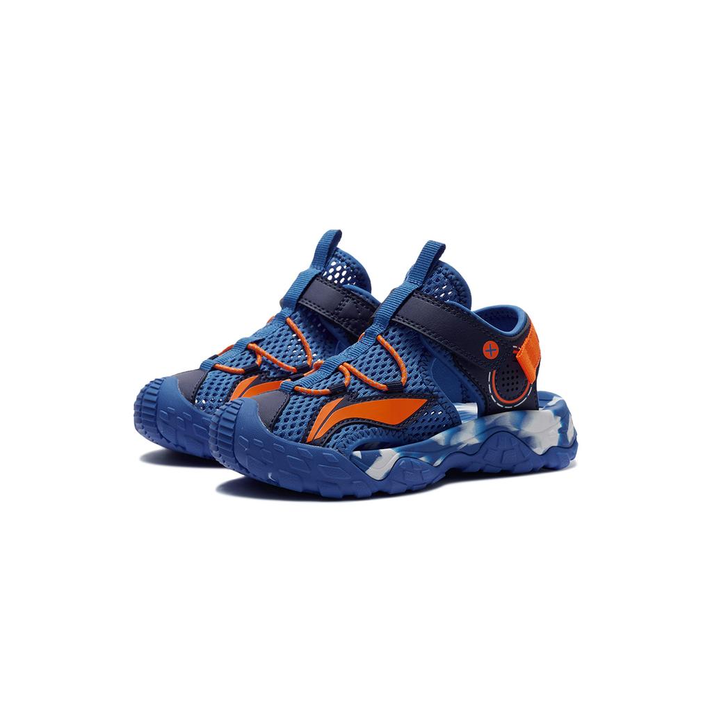 Li Ning Kids Sports Lifestyle Series Synthetic Leather Fabric Versatile Fashion Shoes Breathable Low-Top Sandals Kids sandals Blue YKKS016-11