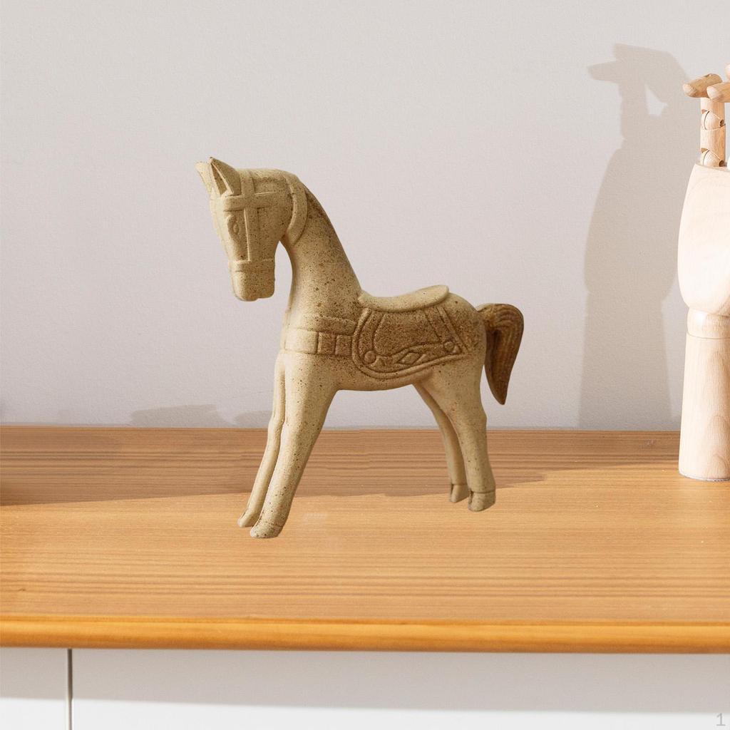 Unfinished Wooden Horse Blank Animal Ornament Desktop Paintable Sculpture for Housewarming Party