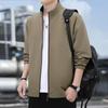 2024 Men's Solid Color Stand Collar Casual Jacket for Spring & Autumn - Middle-aged, Business Casual Outerwear