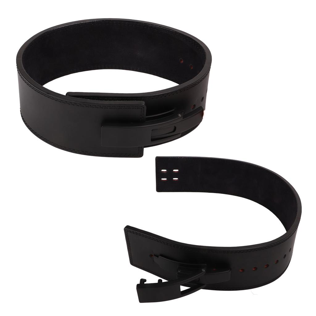 Men Fitness Belt Cowhide Weightlifting Power Belt Adjustable Bodybuilding Waist Protector Belt Black