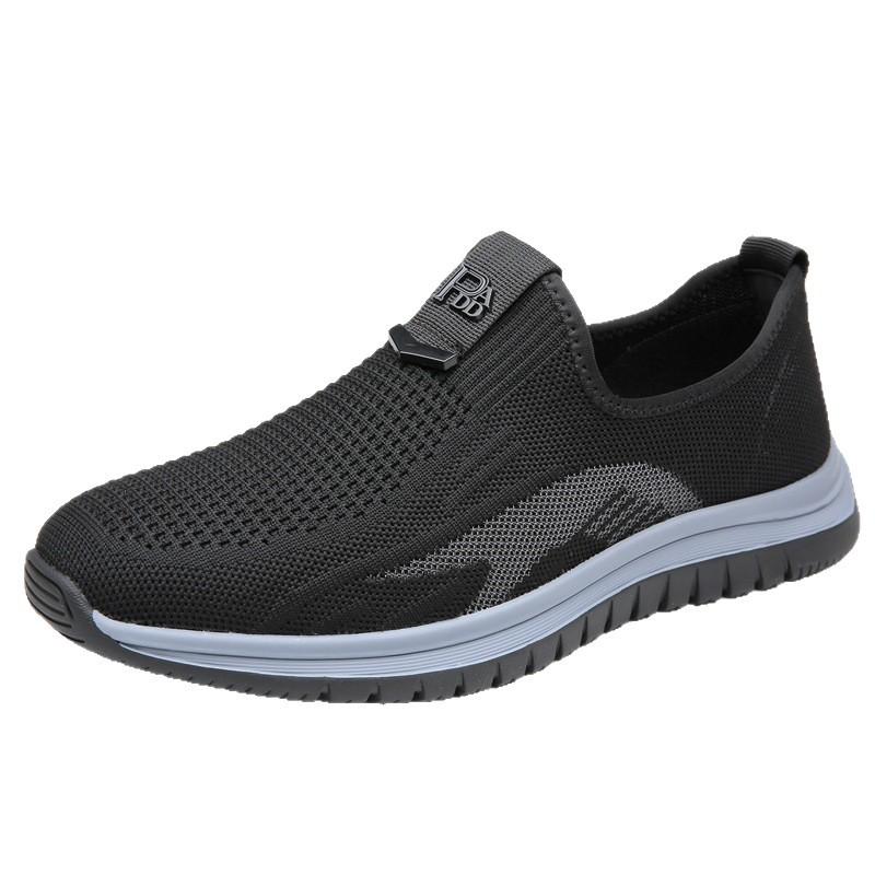 Men's shoes breathable mesh fly-woven shoes men's summer lightweight casual footwear dad leather shoes