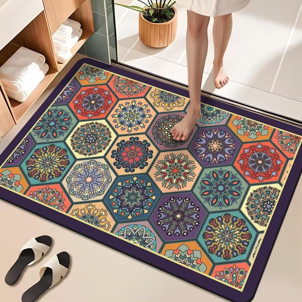 Colorful Brick Carpet Foot Mat Entryway Non-Slip Door Mat Diatomaceous Earth Water Absorbent Quick-Dry Floor Mat