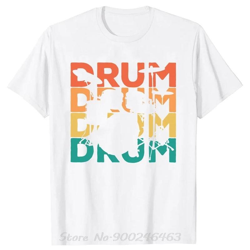 Drummer Vintage Evolution Of Unisex Drumsticks Drumset Drum Set Tshirt Tees Cotton I Destroy Silence Drumming Tshirts Unisex Clothes