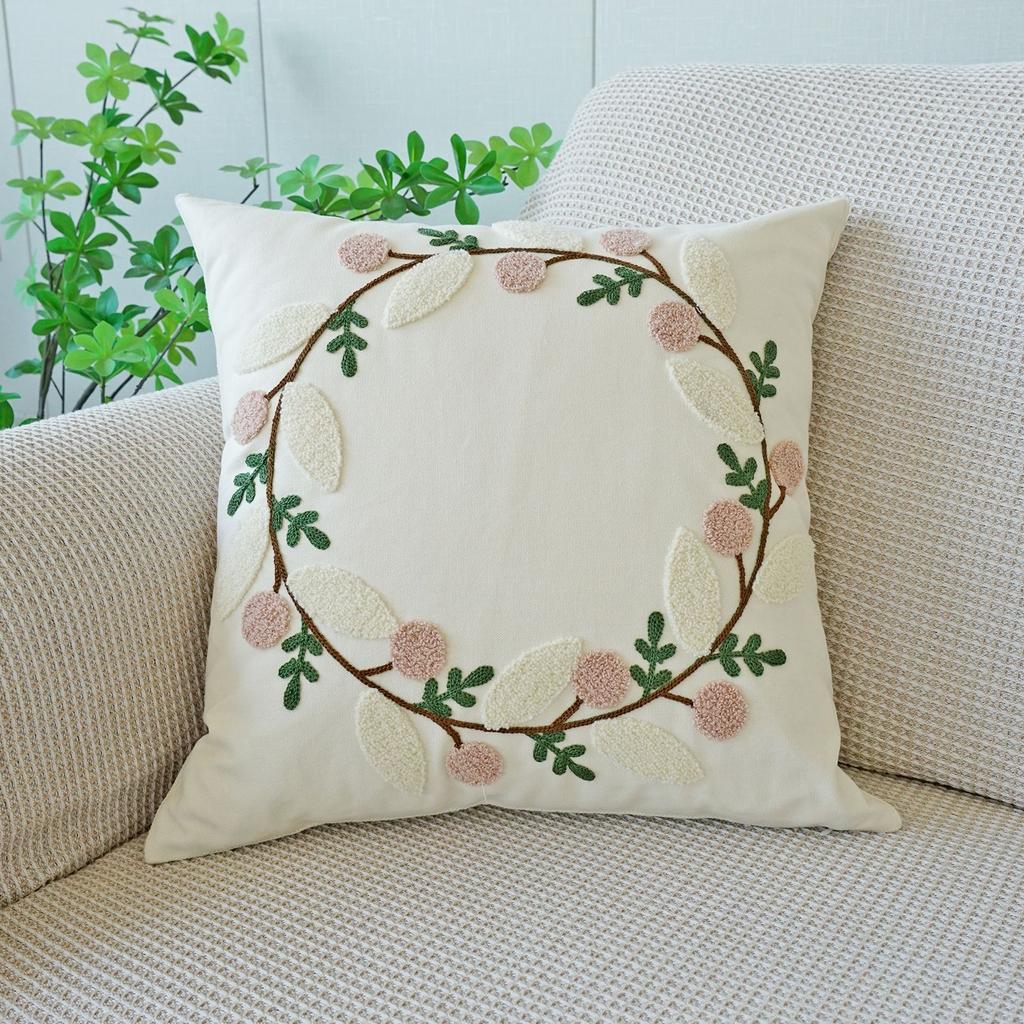45x45cm Cotton Sofa Pillowcase Cojines Decoration Living Room Floral Embroidery Throw Cushion Cover Headboard Pillowcases