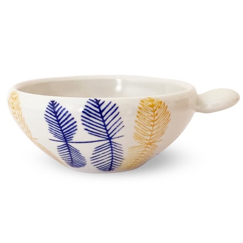 J-kitchens Kunzan Kiln Coffee Dripper, Stylish and Easy to Use, Made in Japan, Hasami Ware, Leaf Pattern, Blue