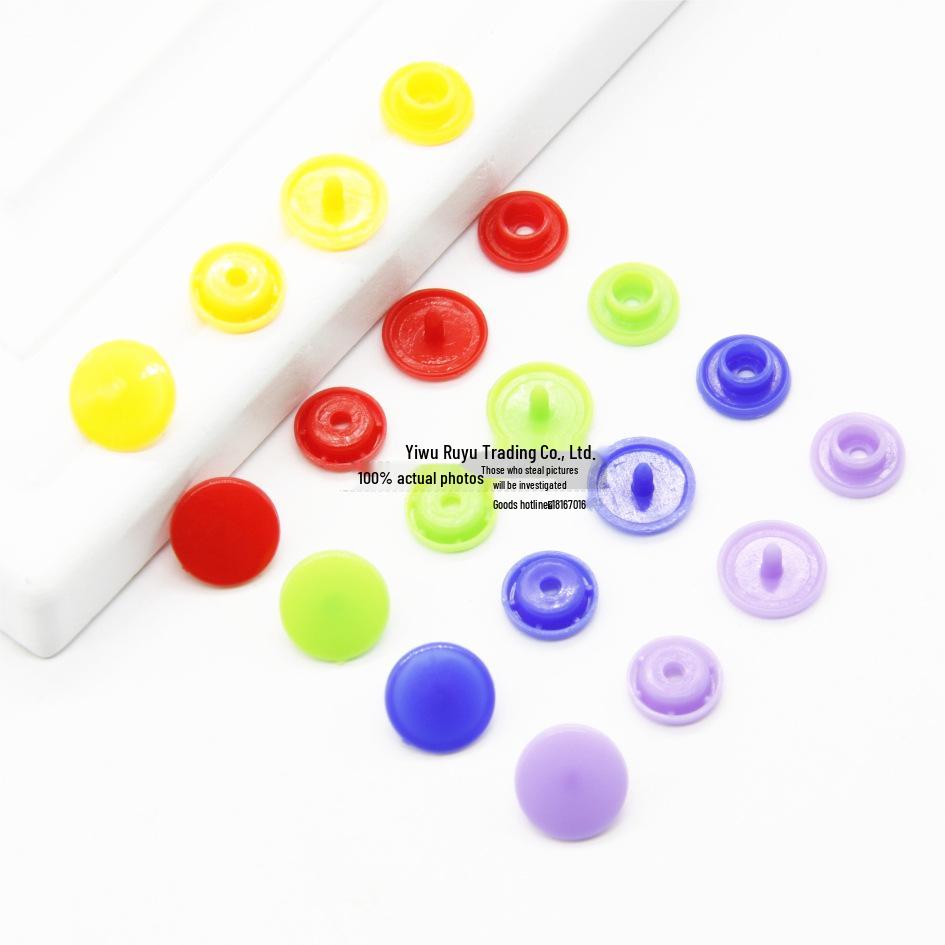 15-Color Resin Snap Fasteners & T5 Tool Set: Multicolored Plastic Buttons for Baby and Children Projects