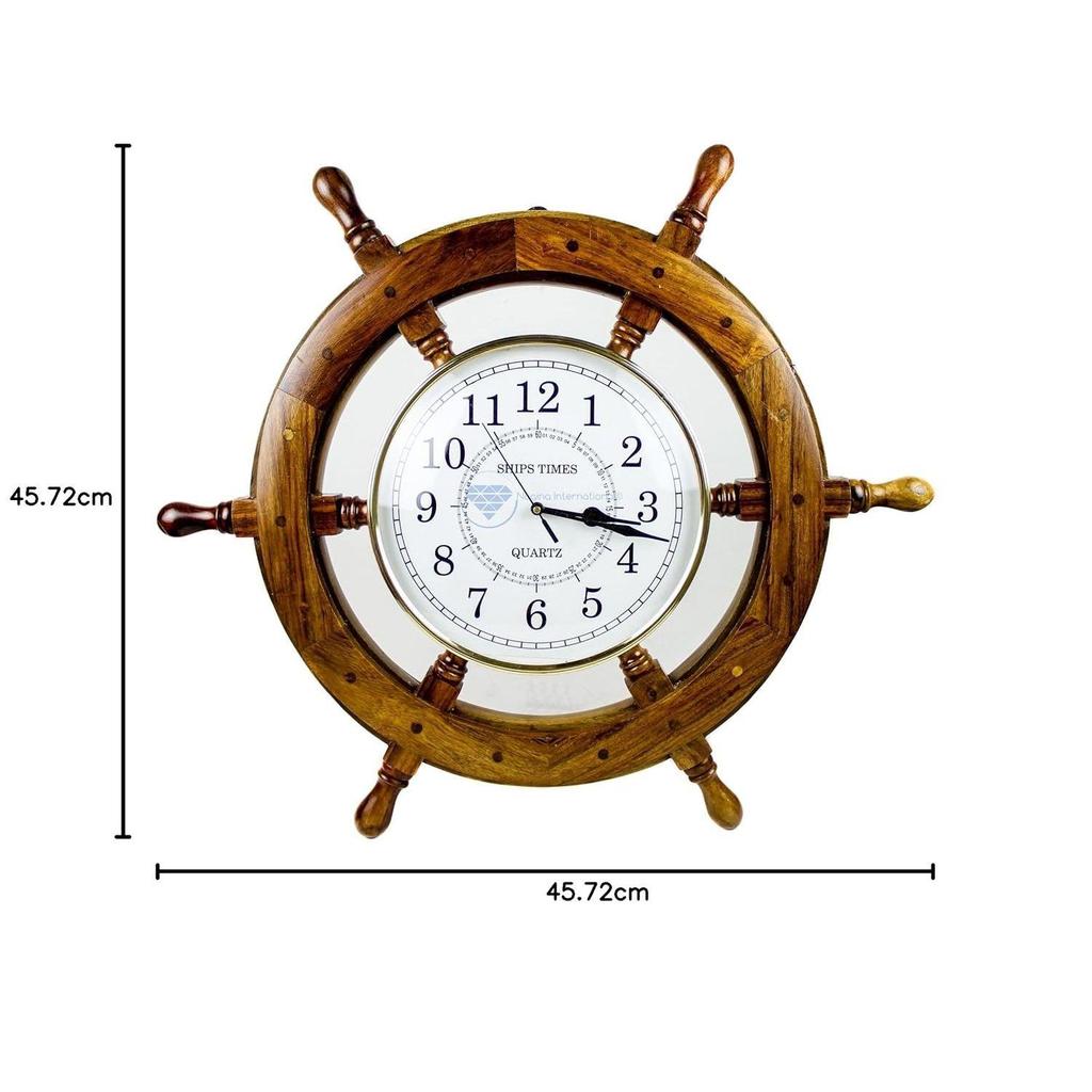 Time's Wanduhr | Nautisches Piraten-Schiffsrad | Premium Handwerksgeschenk (18 Zoll)