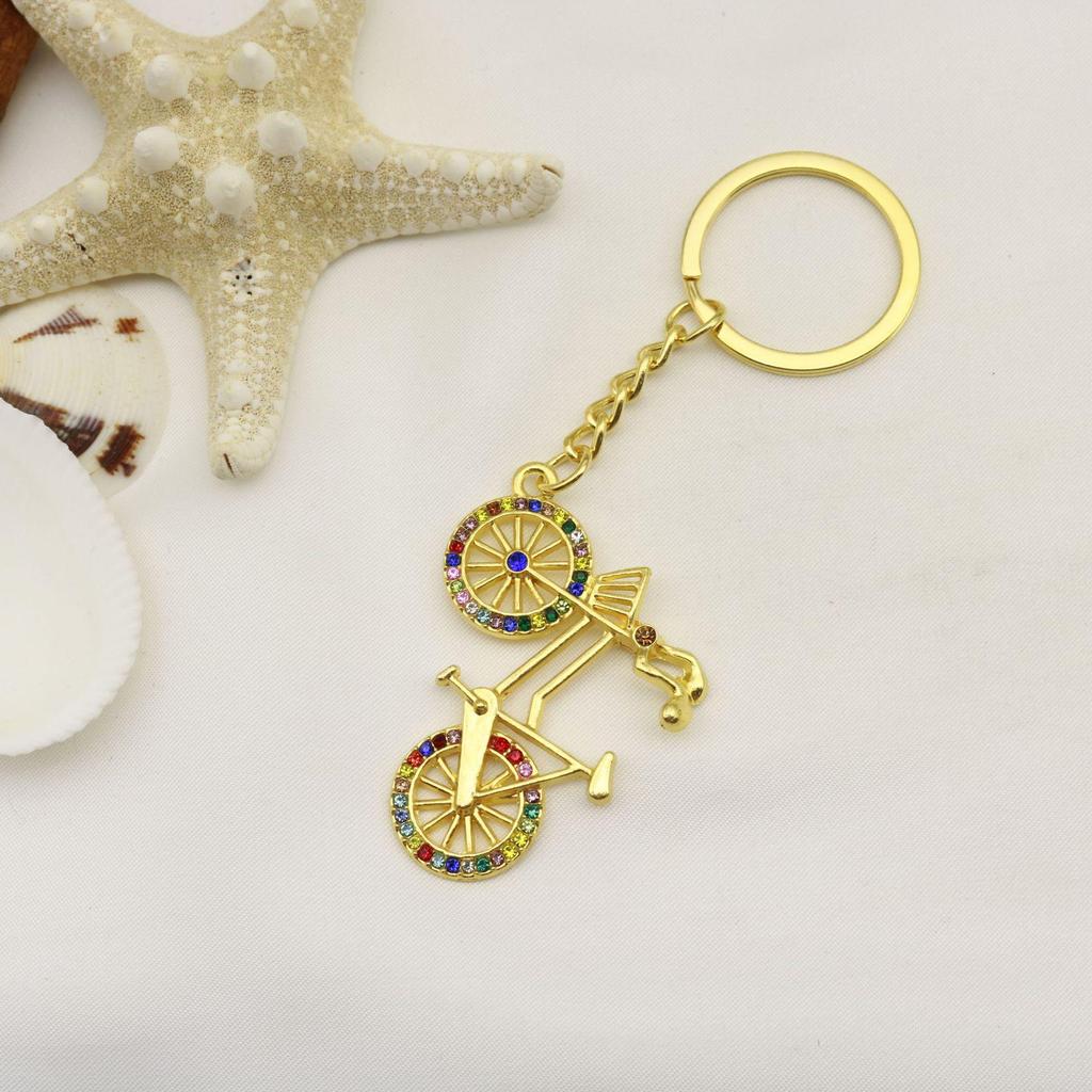 Elegant Rhinestone Bicycle Keychain Pendant