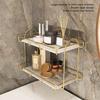 Bathroom Storage Rack Gold White 2 Tier Makeup Shelf Humanized Structure Anti Slip Counter Organizer Bathroom Counter Organizer