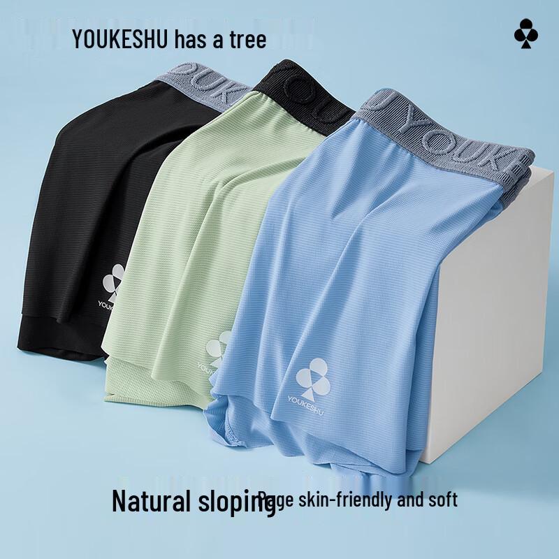 Youkeshu Men's Ice Silk Antibacterial Boxer Briefs