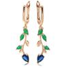 Long Leaf Drop Earrings for Golden Color Blue Green Zircon Women Dangle Earrings Vintage Jewelry Accessory