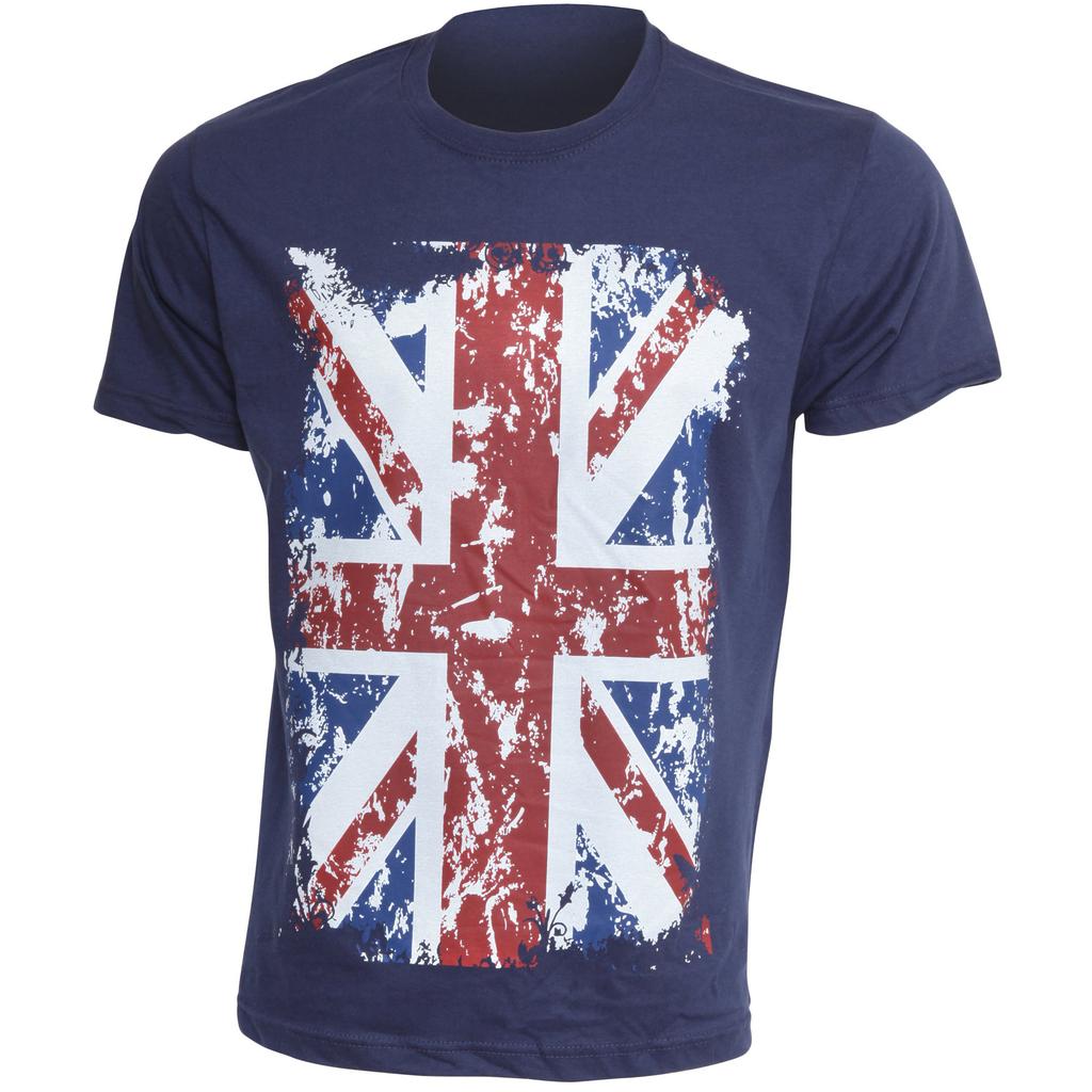 Herren Union Jack GB Print 100% Baumwolle Kurzarm Casual T-Shirt/Top