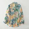 DIMANAF 2026 Neues Sommer Damen Übergröße Oberteile Hemden Lässig Locker Bluse T-Shirts Druck Blumenmuster Langarm Knopf