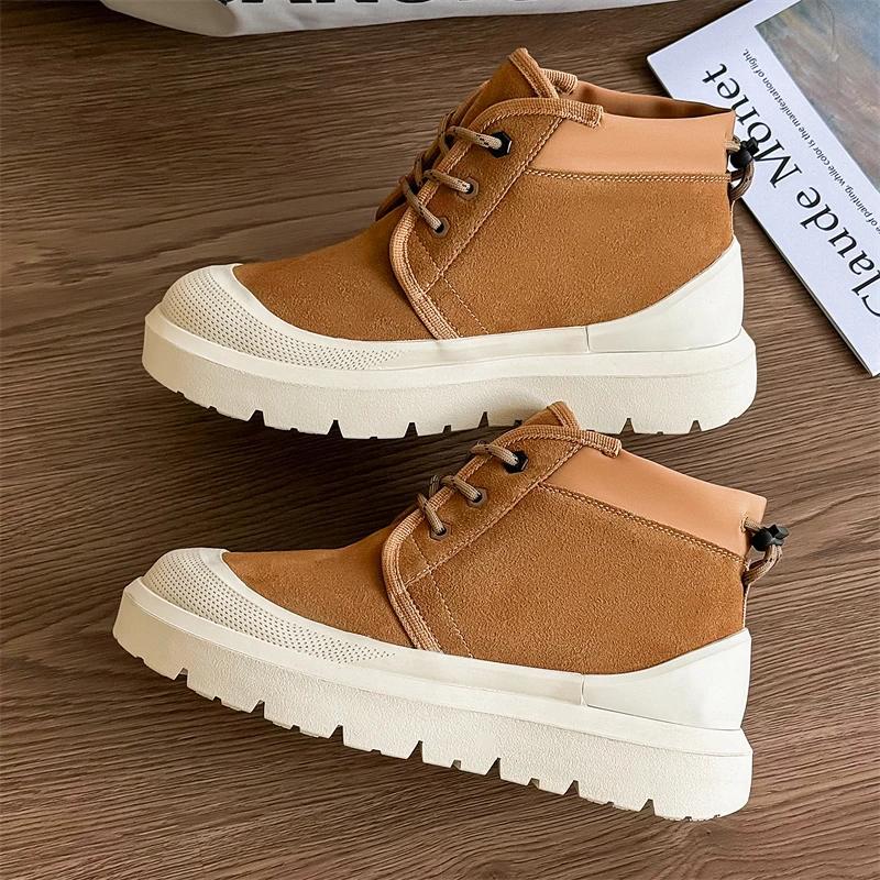 Fashion 2025 New Winter men boots  Slippers Warm Men Shoes Waterproof Non-Slip Plush Sneakers Male Leather  Boots size 38-44