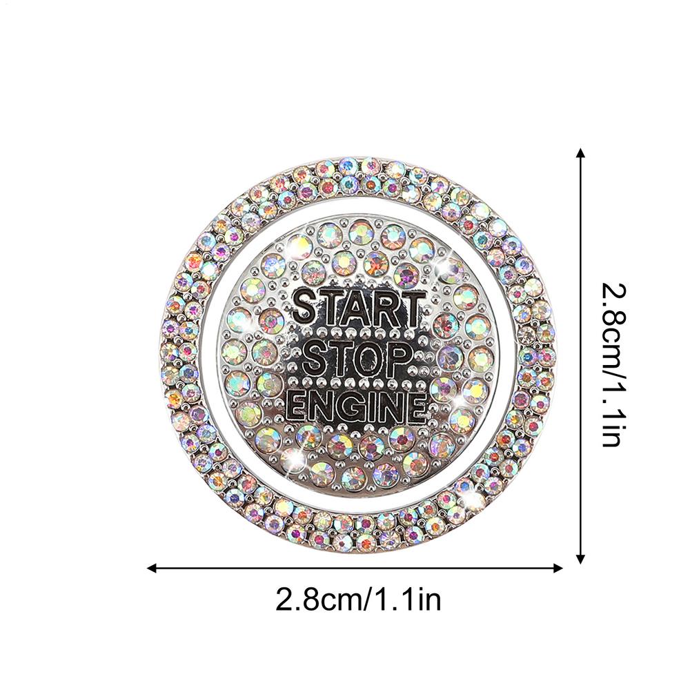 Car Rhinestone Start Stop Engine Ring Decals Car Start Button Cover Adhesive Push To Start Button Cover Automotive Interior
