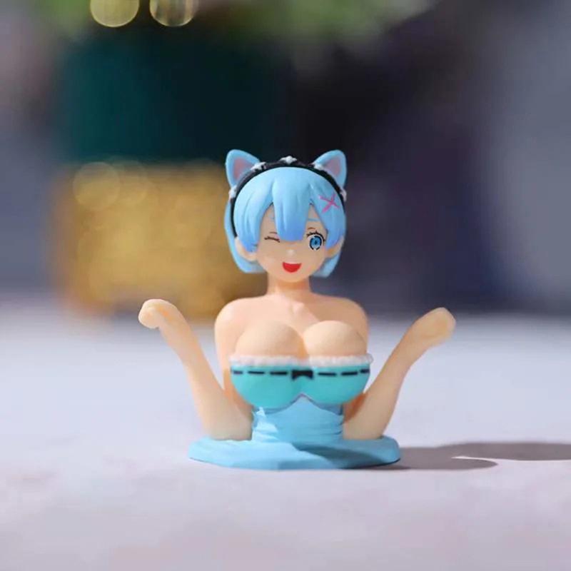 Cute Chest Shaking Girls Car Ornaments Cartoon Kawaii Car Dashboard Accessories Boutique Pink Anime Car Accessories Interior