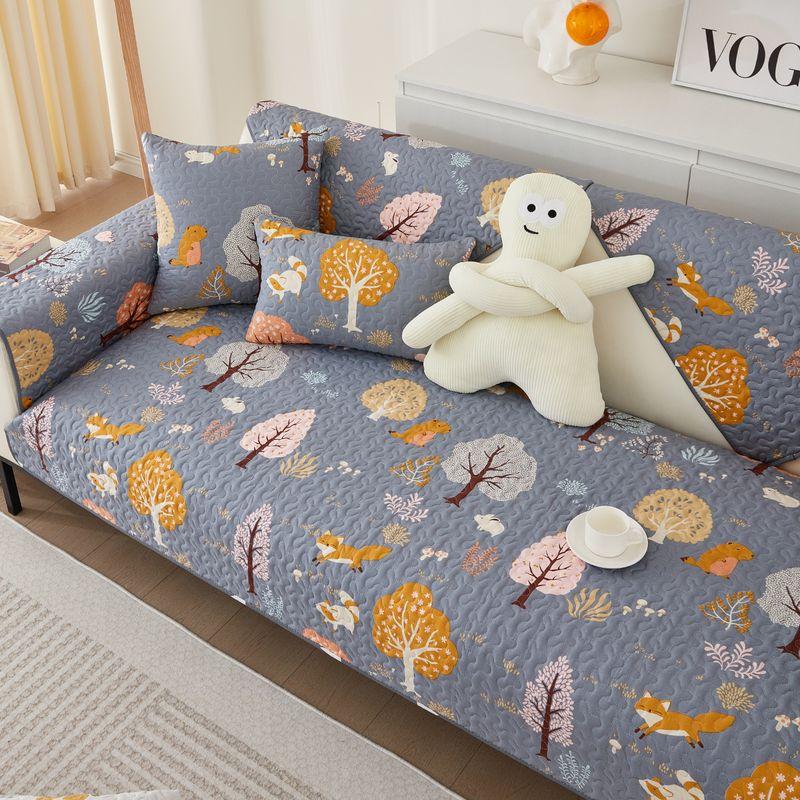 

Idyllic Minimalist Pure Cotton Sofa Cushion All Year Round Neutral Non-Slip Seat Cushions Cotton Fabric Craft Slipcover Cover 2025 New Arrival Mori fun H 90*70cm(Leaflet)