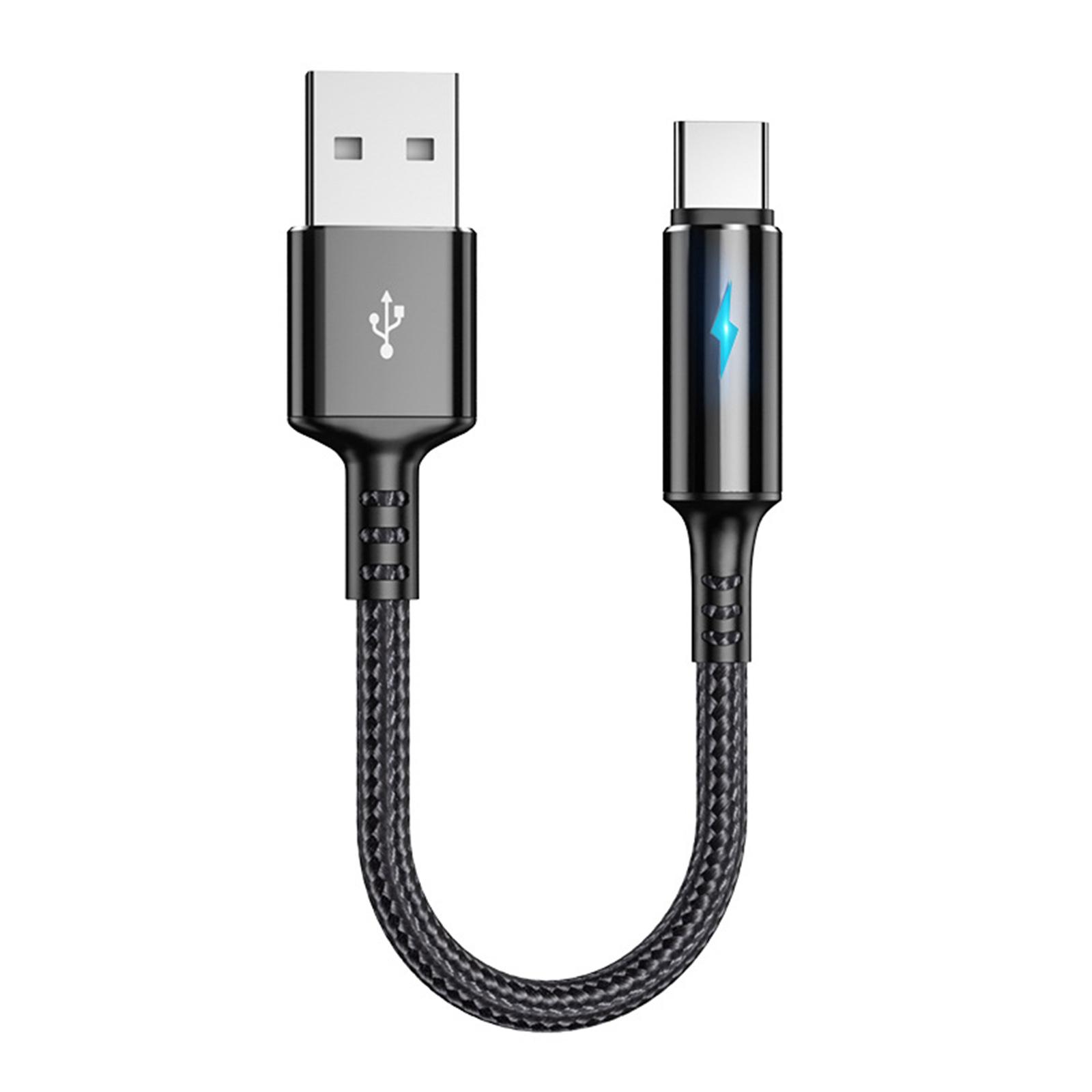 

Компактный кабель USB C - USB A для зарядки и передачи данных, 2,4 А, шнур для зарядного устройства, короткий шнур длиной 25 см, материал - нейлон и алюминиевый сплав чёрный