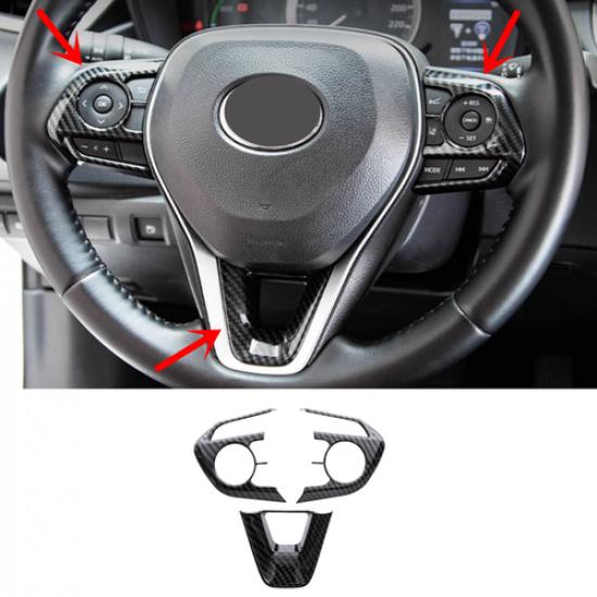 Carbon Fiber Steering Wheel Decor Frame Trim 3PCS For Toyota Corolla -2026
