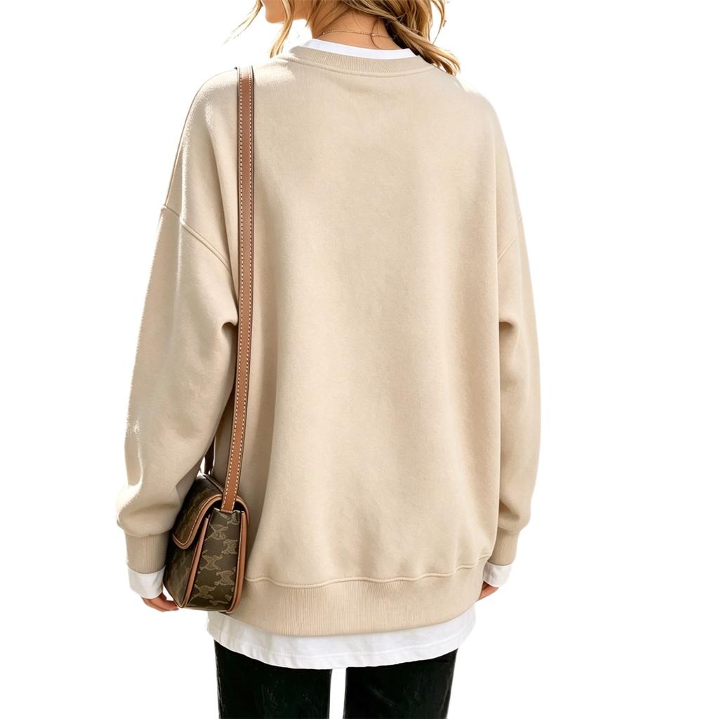 Women's Casual Christmas Print Loose Fit Long Sleeve Layering Sweatshirt