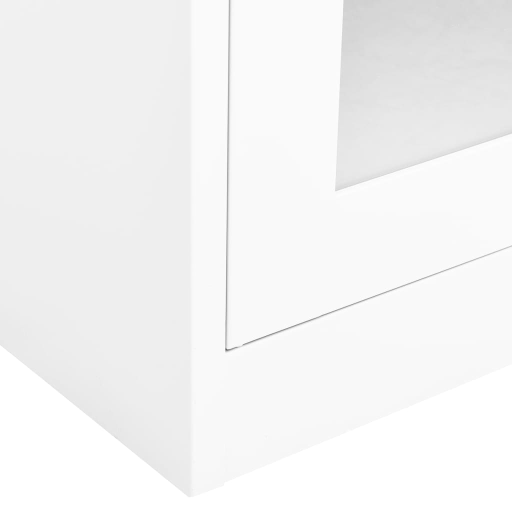 Office Cabinet White 90 x 40 x 180 cm Steel and Tempered Glass