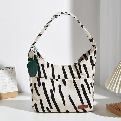 Sac à main rayé color-block Sac fourre-tout souple en toile Sac à bandoulière unique mignon grande capacité