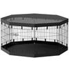 Puppy Playpen, 76 cm High/approx. 2.5 m², 8 Panels, Floor Tarpaulin, Combi Roof Cover