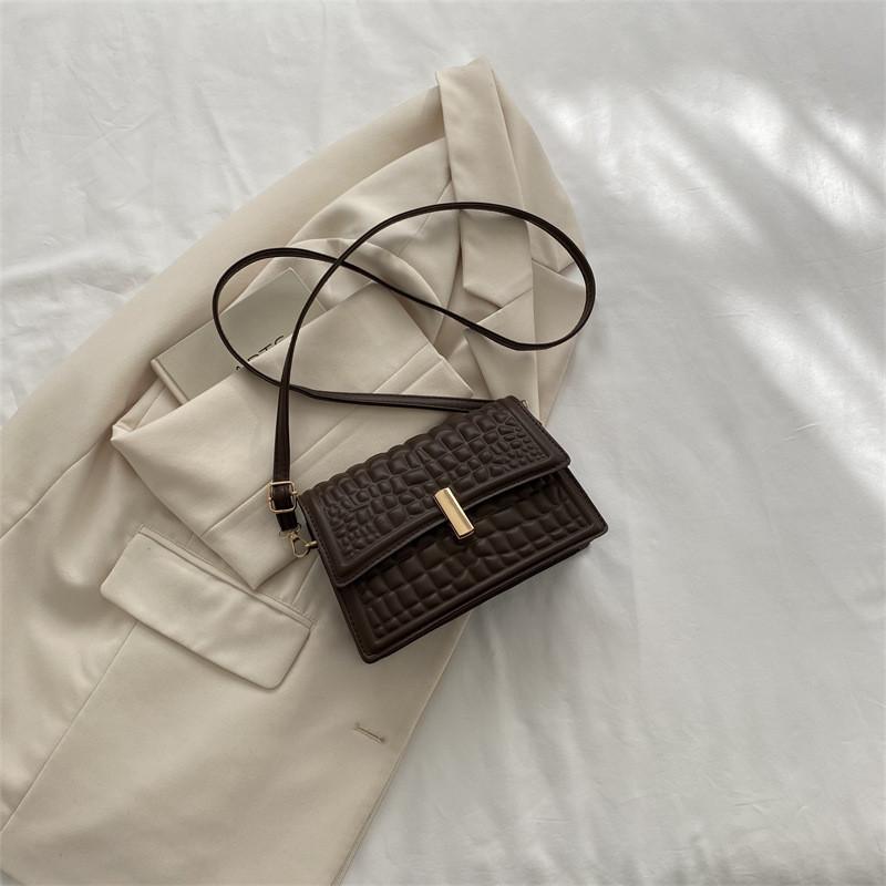 

Elegant Retro Chic Small Square Bag For Women 2023 Trendy Fashion Shoulder Bag For Casual Commuting Crossbody кавовий