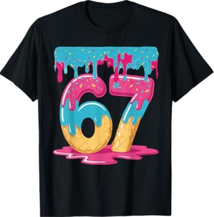 67 Ice Cream Drip Meme Six Seven Gen Alpha Slang T-Shirt Unisex T-Shirt XL