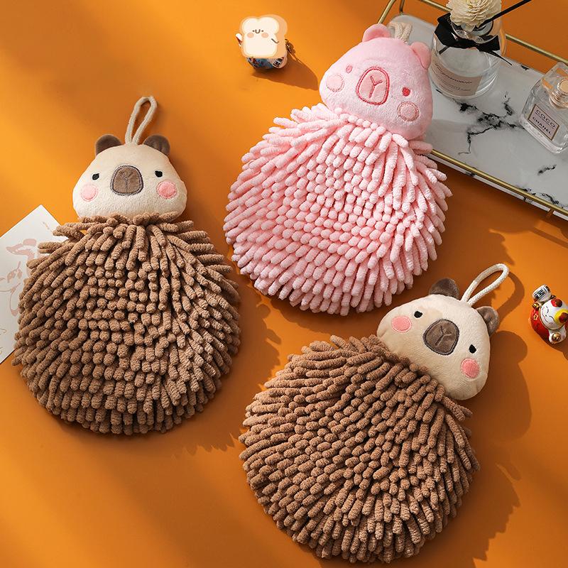 Capybara Hand Towel - Cute Kitchen Towels With Hanging Loops Super Absorbent Chenille Hand Face Bath Towel, Funny Towel