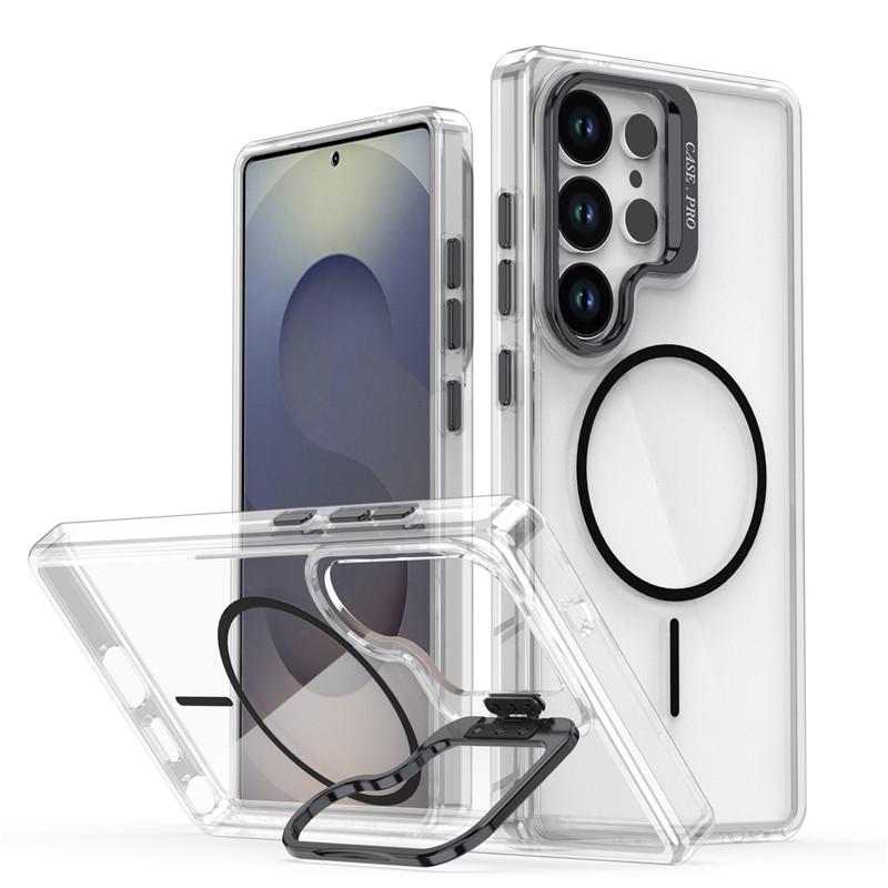 Applicable To Samsung S26Ultra Lens Holder Case S25 Transparent Magnetic Anti-drop Protective Case A16 Anti-yellow Three-proof Case samsung s24/s25 чёрный