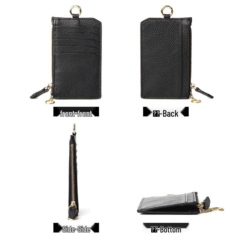 Women's Genuine Leather Card Holder Wallet with Zipper, Multi-Card Slots, Coin Purse, and ID Holder