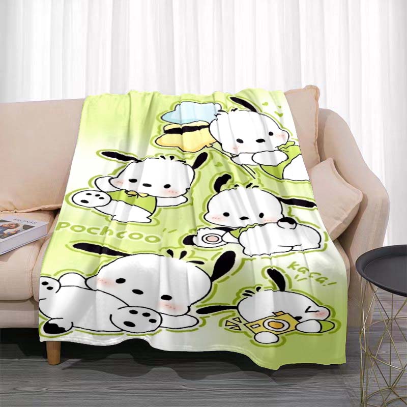 This Cute Pochacco-print Cartoon Blanket Is Made of Warm and Comfortable Flannel and Is Suitable for Bedrooms, Sofas, Beds,