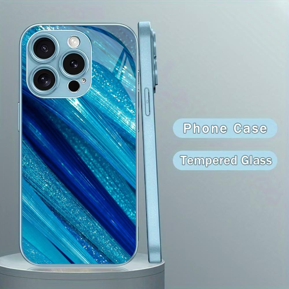 Light blue Dark blue Man Protect PhoneCase Glass PhoneCase for iPhone 17 16 15 14 13 12 11pm Pro Plus Dropresistant cellphone