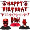 Halloween Disposable Tableware Set Horror Bloody Handprints Plates Cups Napkins Halloween Party Home Table Decoration Supplies