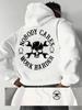 Herren-Trainingskapuzenpullover, „Niemand kümmert's, arbeite einfach weiter hart“, Totenkopf-Schraubenschlüssel-Aufdruck, locker geschnittenes Sweatshirt im Streetwear-Stil, lässiger Trainingspullover.