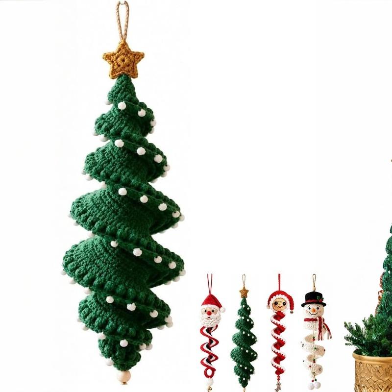 Decorazione di Natale Albero di Natale Kit Artigianale all'Uncinetto Pupazzo di Neve all'Uncinetto Ornamento a Spirale Set Fai da Te con Filato Gancio per Uncinetto e Istruzioni Fatto a Mano