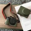 Luxuriöse handgefertigte PU-Ledertasche für Ricoh GR3 GR3X Unterseite offen Ganzkörperabdeckung mit Riemen