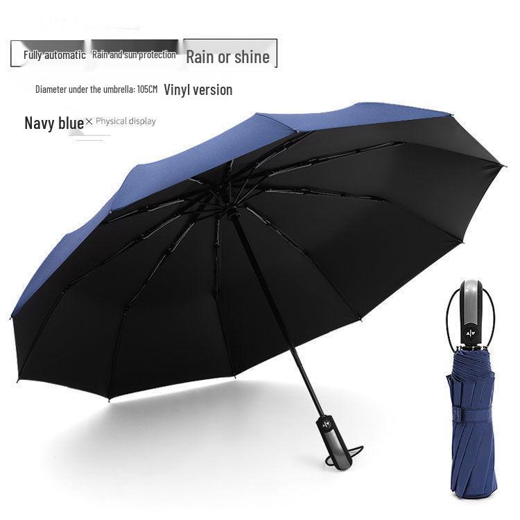 Men's XL 10-Rib Dual-Use Automatic Folding Umbrella for Sun & Rain