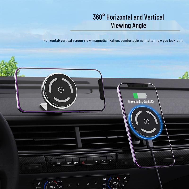15W MagSafe Wireless Car Charger with Ambient Light for Navigation